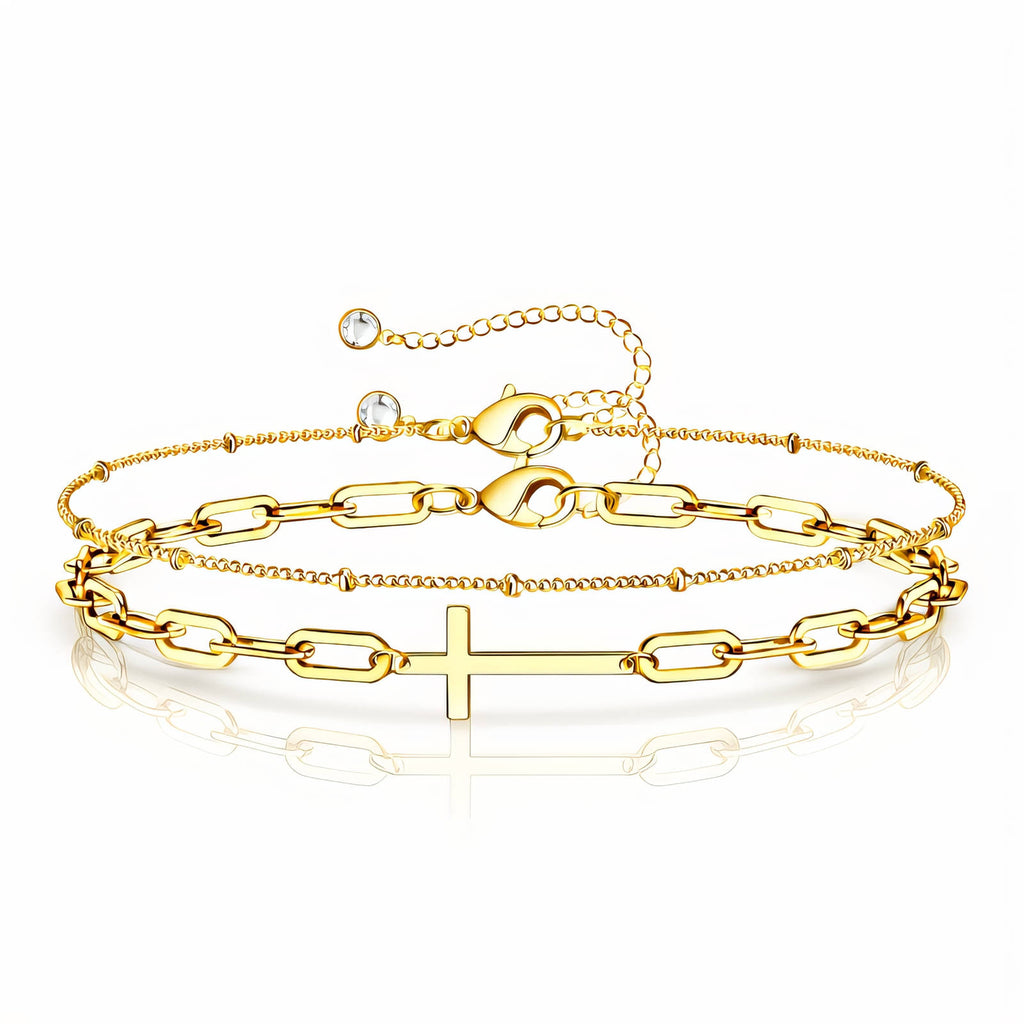 Crosses Bracelet, 18K Gold Plated Steel