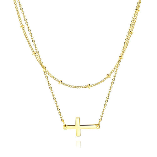 Cruz Gold Layered Cross Waterproof Gold Necklace for Women by VYRA Jewellery - waterproof tarnish-resistant gold necklace