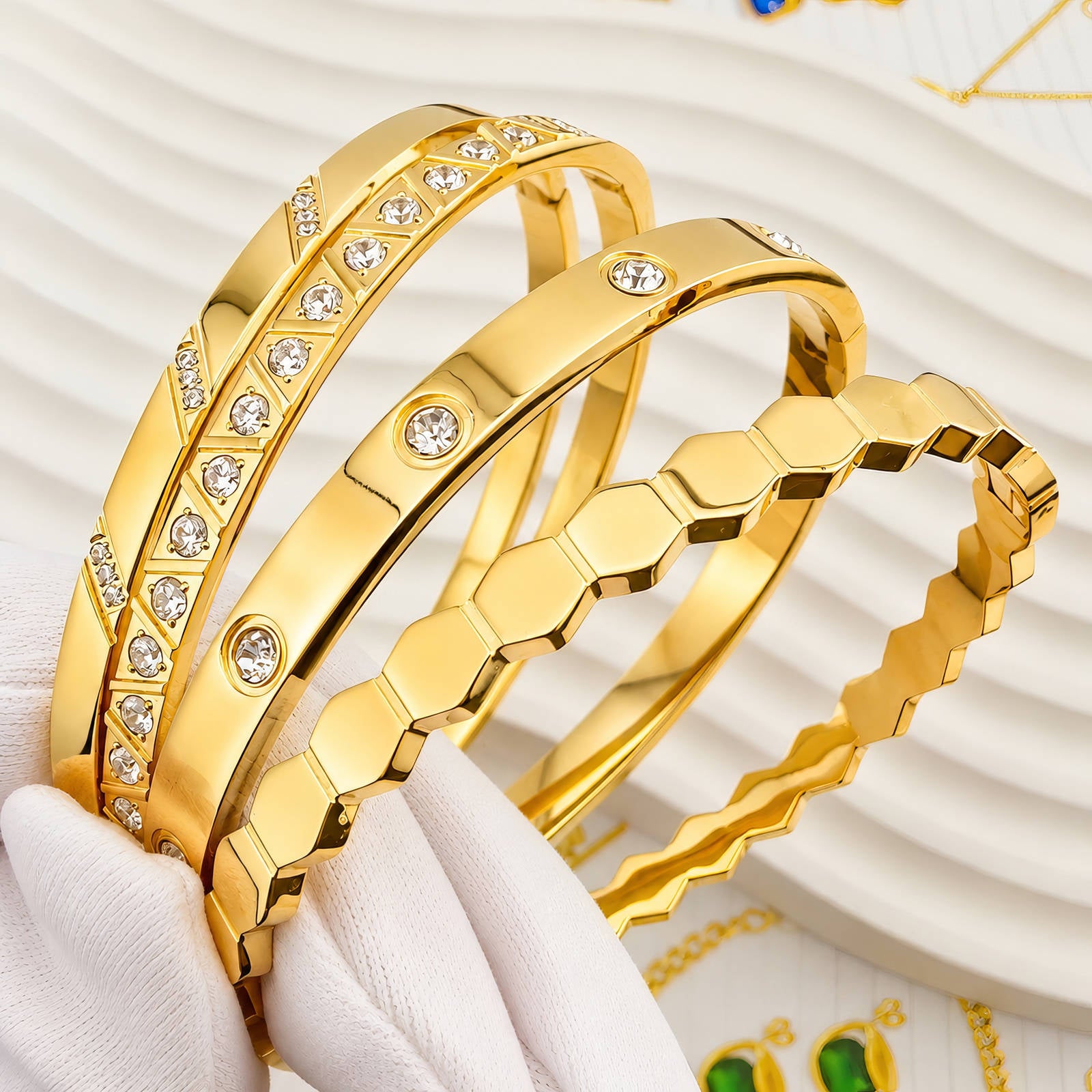 Bracelet, 18K Gold Plated Steel