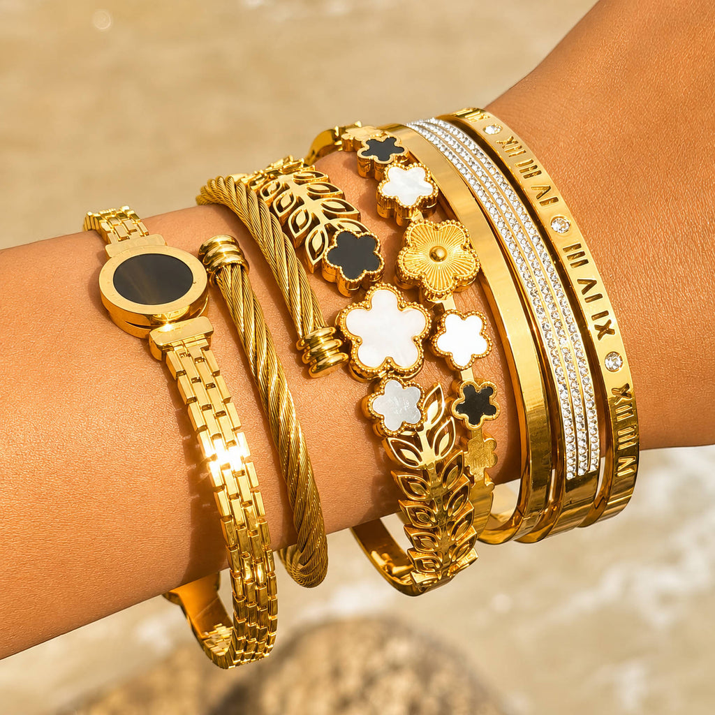 Bracelet, 18K Gold Plated Steel