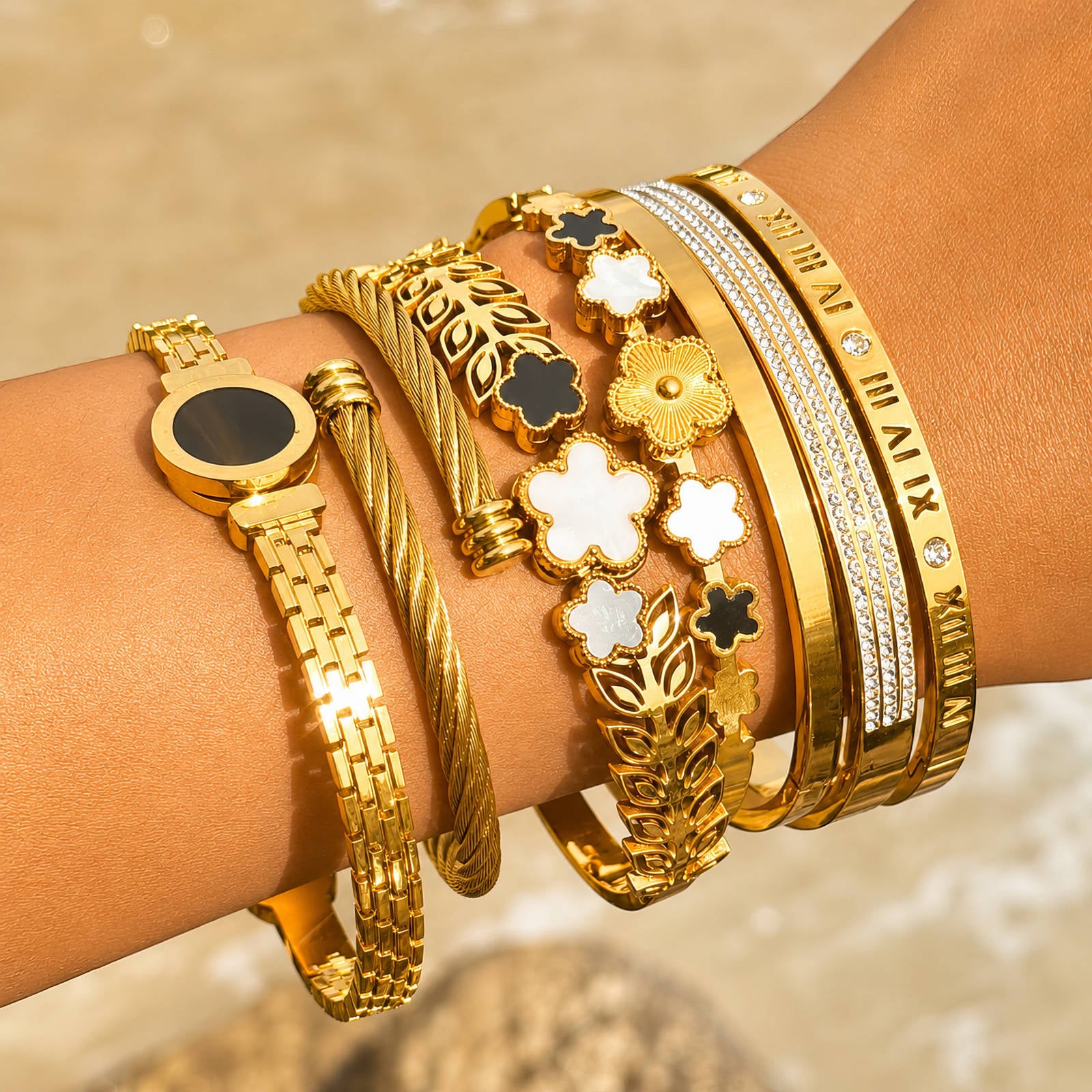 Bracelet, 18K Gold Plated Steel