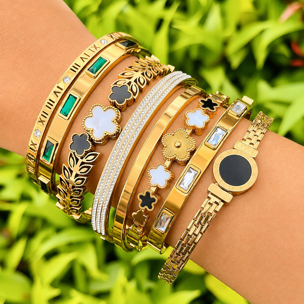Bracelet, 18K Gold Plated Steel