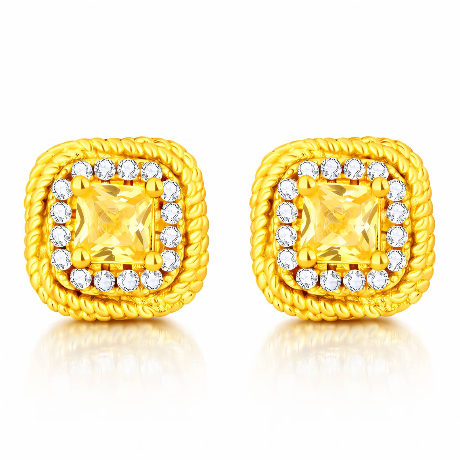 Earrings, 18K Gold Plated Brass