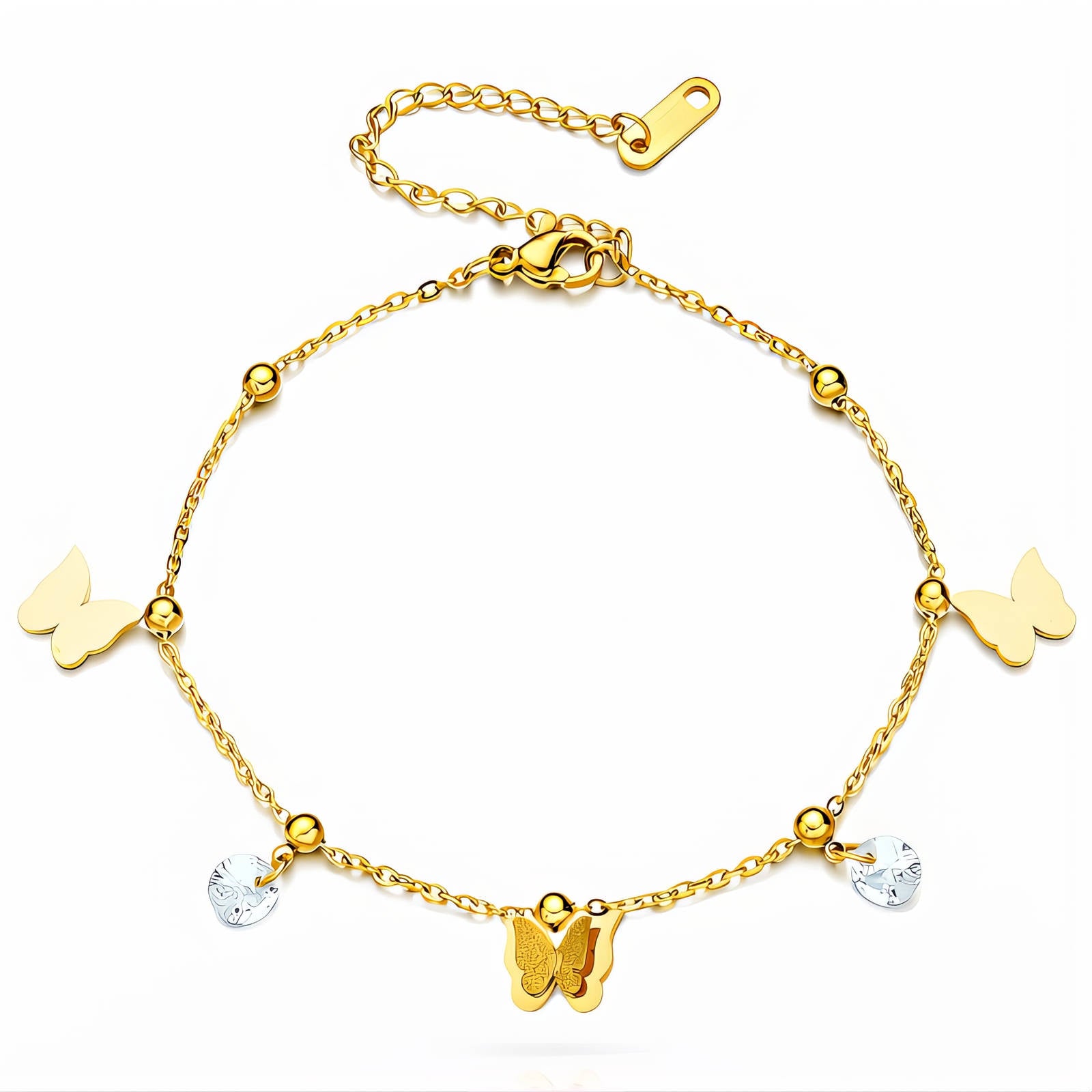 Multi-Charm Butterfly & Crystal Anklet