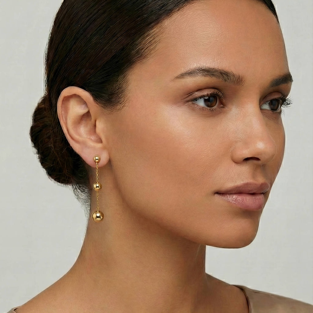 VYRA Waterproof Gold Drop Stud Earrings - tarnish-free hypoallergenic jewellery NZ AU