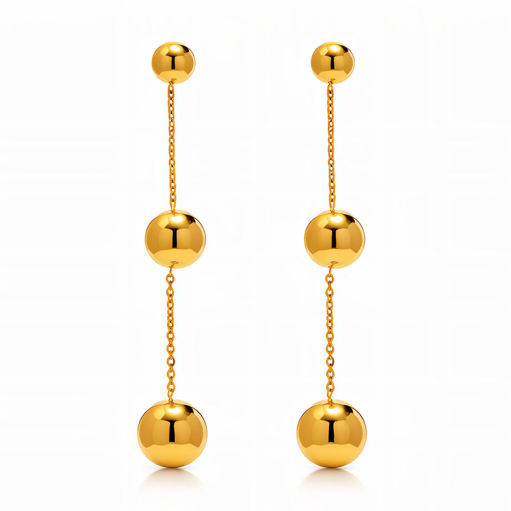 VYRA Waterproof Gold Drop Stud Earrings - tarnish-free hypoallergenic jewellery NZ AU