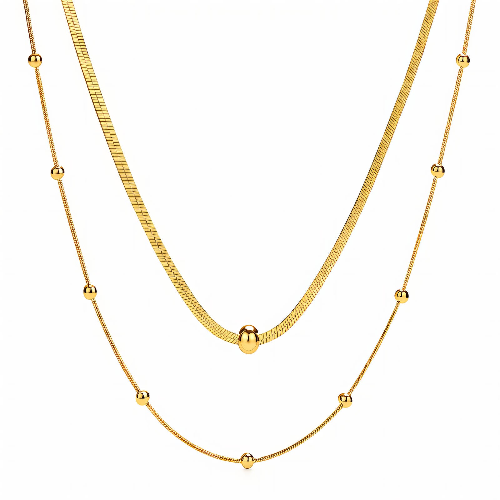 Necklace, 18K Gold Plated Steel