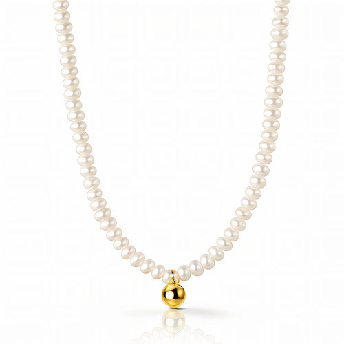 Cleo Pearl Sphere Strand Waterproof Gold Necklace for Women by VYRA Jewellery - waterproof tarnish-resistant gold necklace