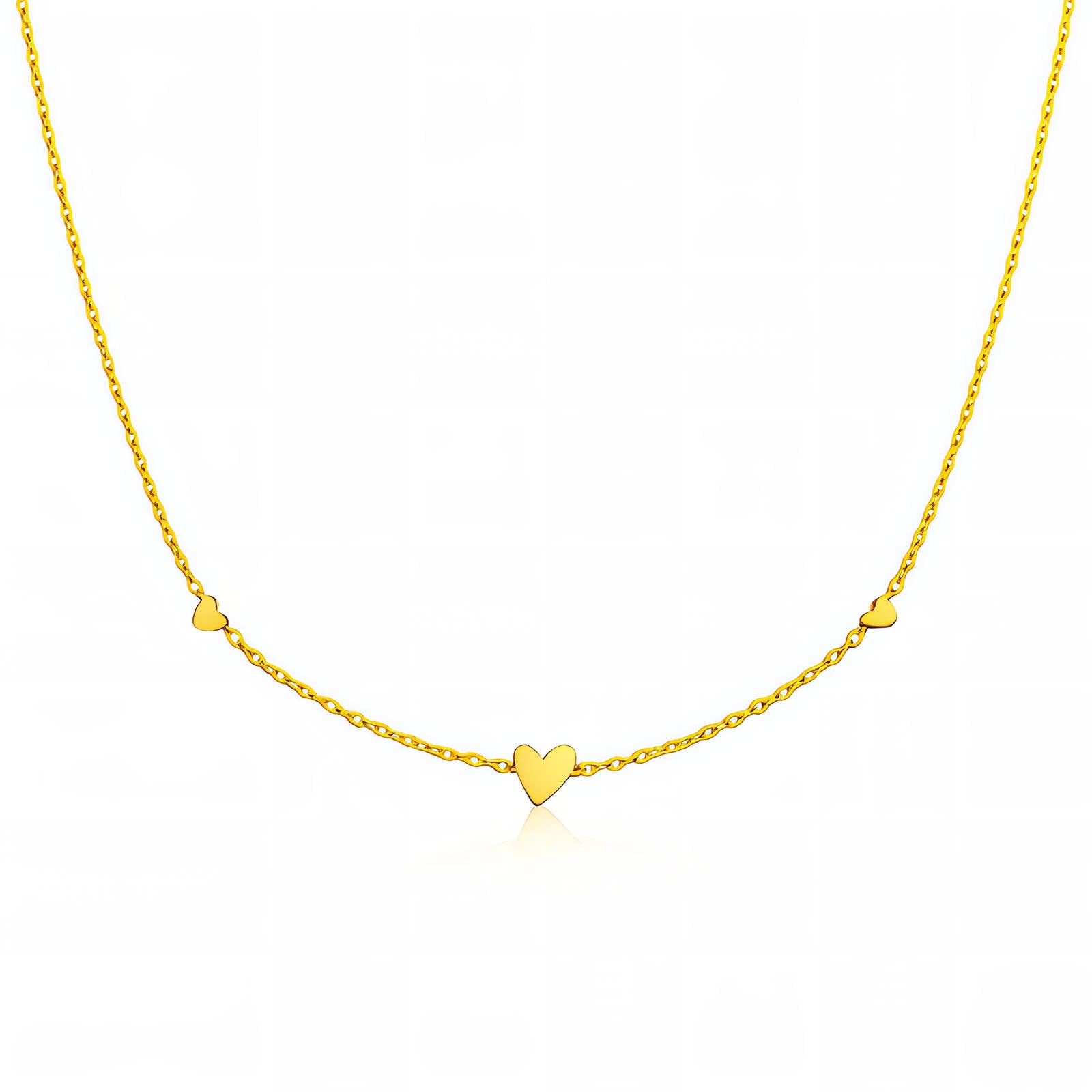 Hearts Necklace, 18K Gold Plated Steel