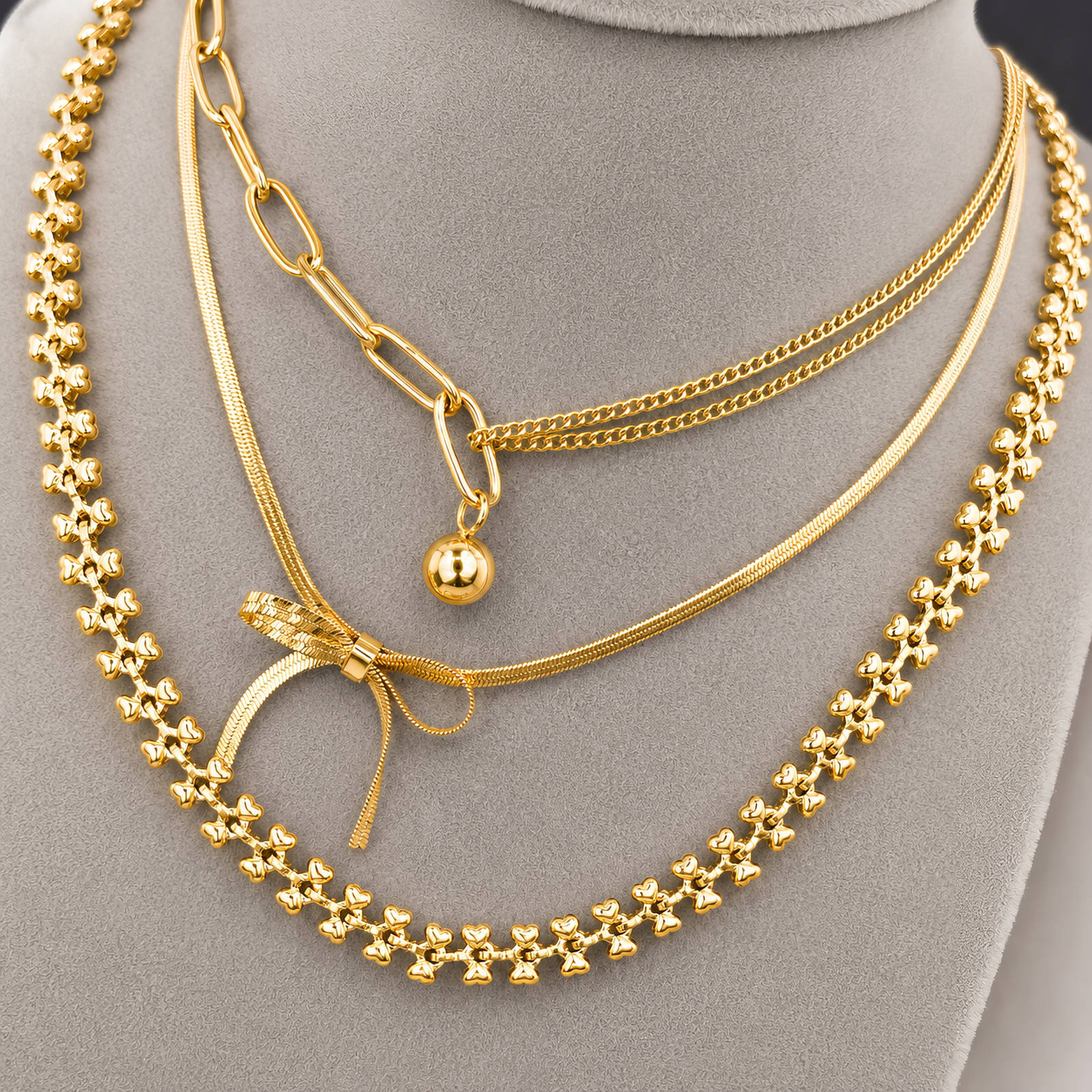 Necklace, 18K Gold Plated Steel
