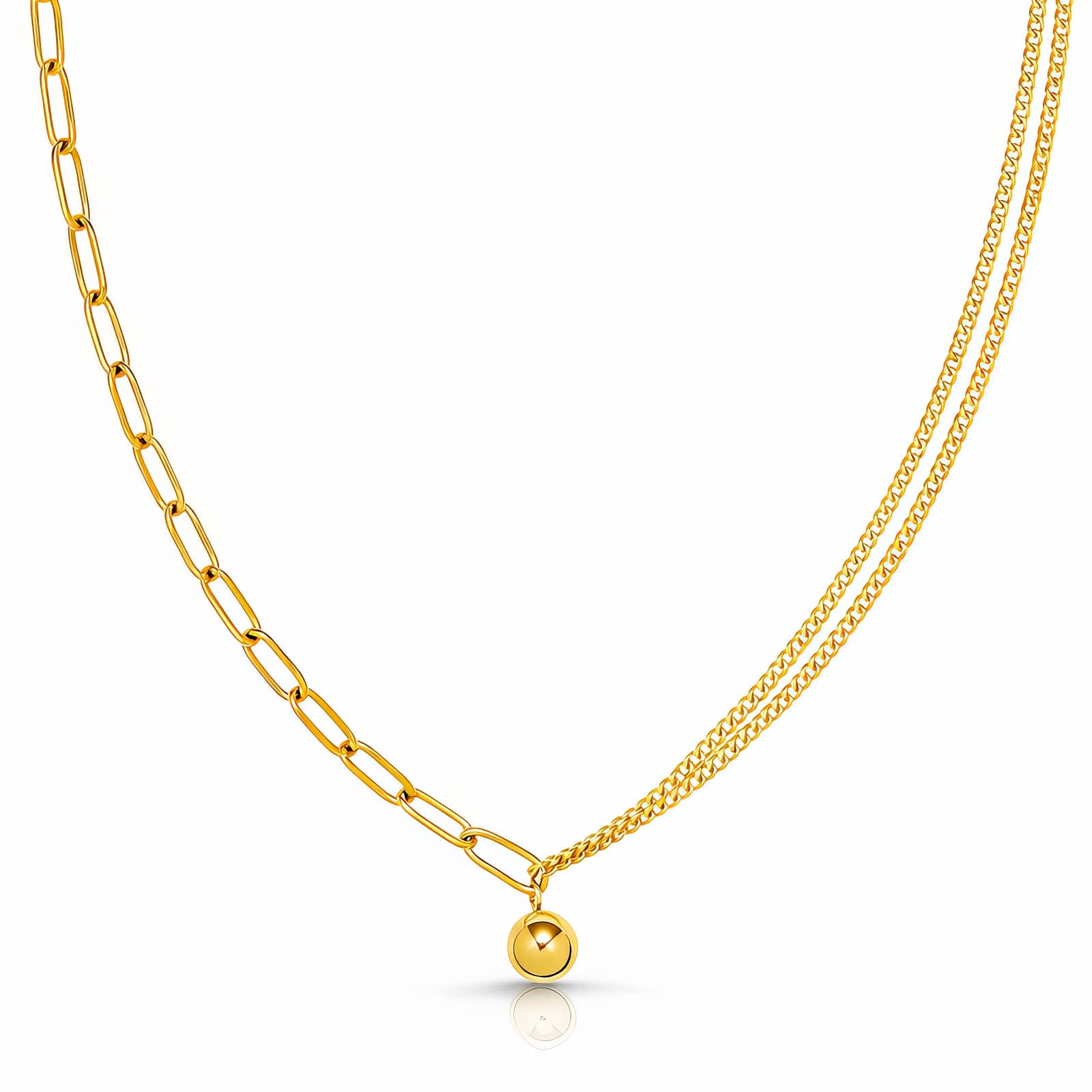 Necklace, 18K Gold Plated Steel