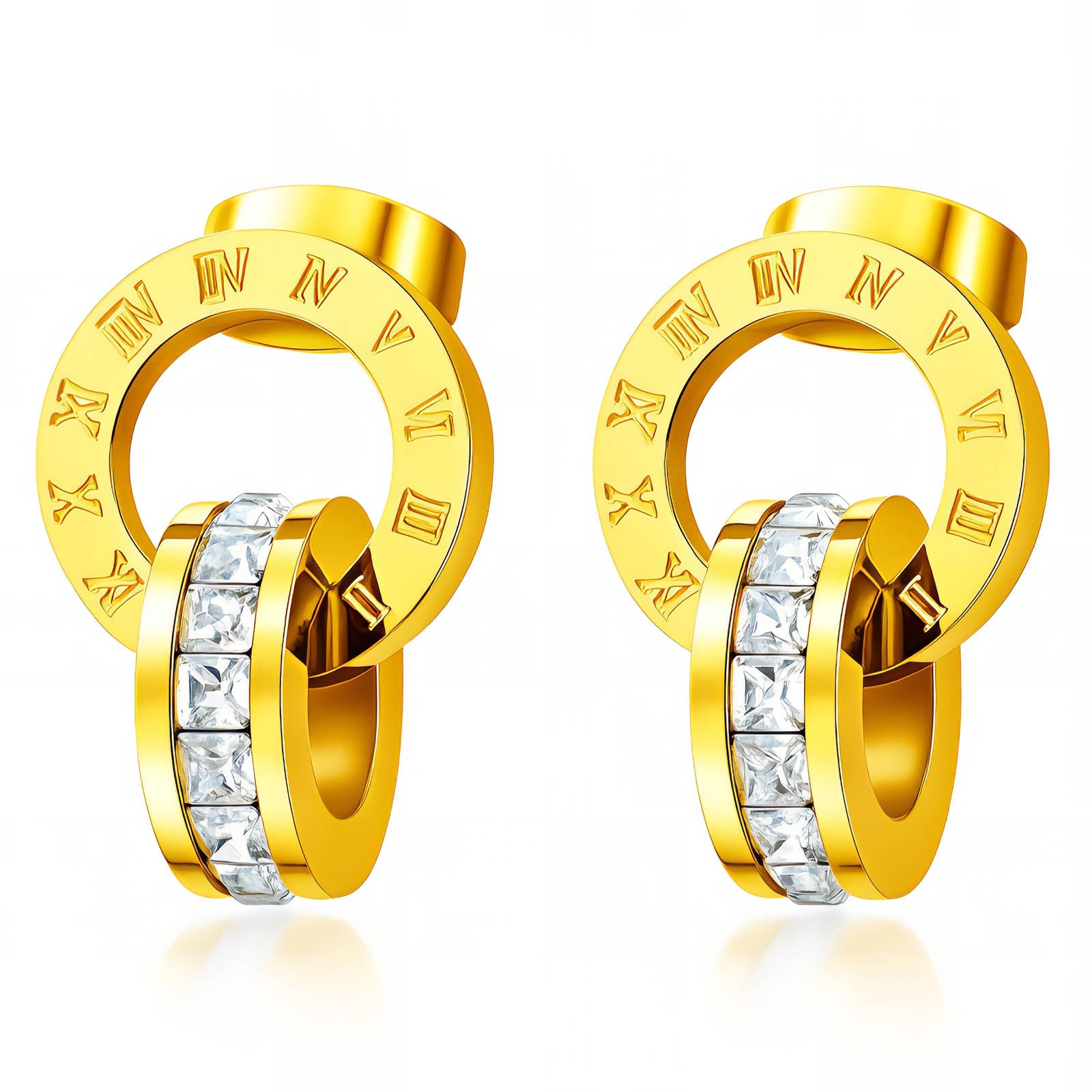 Interlocking Roman Numeral Drop Studs