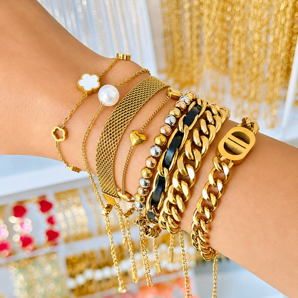 Bracelet, 18K Gold Plated Steel