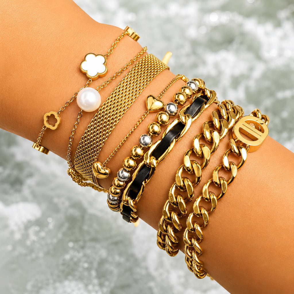 Bracelet, 18K Gold Plated Steel