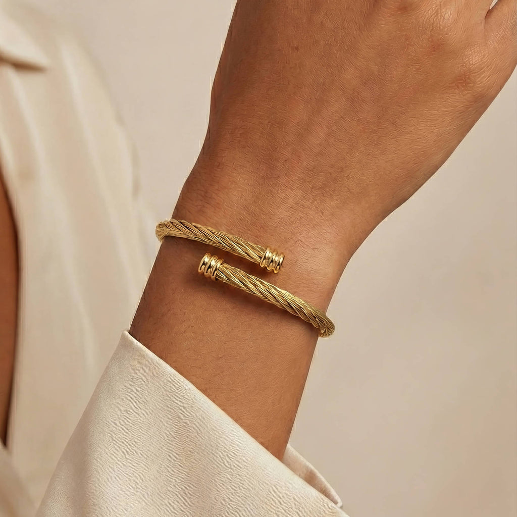 Golden twist cable cuff bracelet