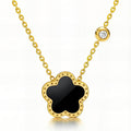 Black Flower golden Necklace