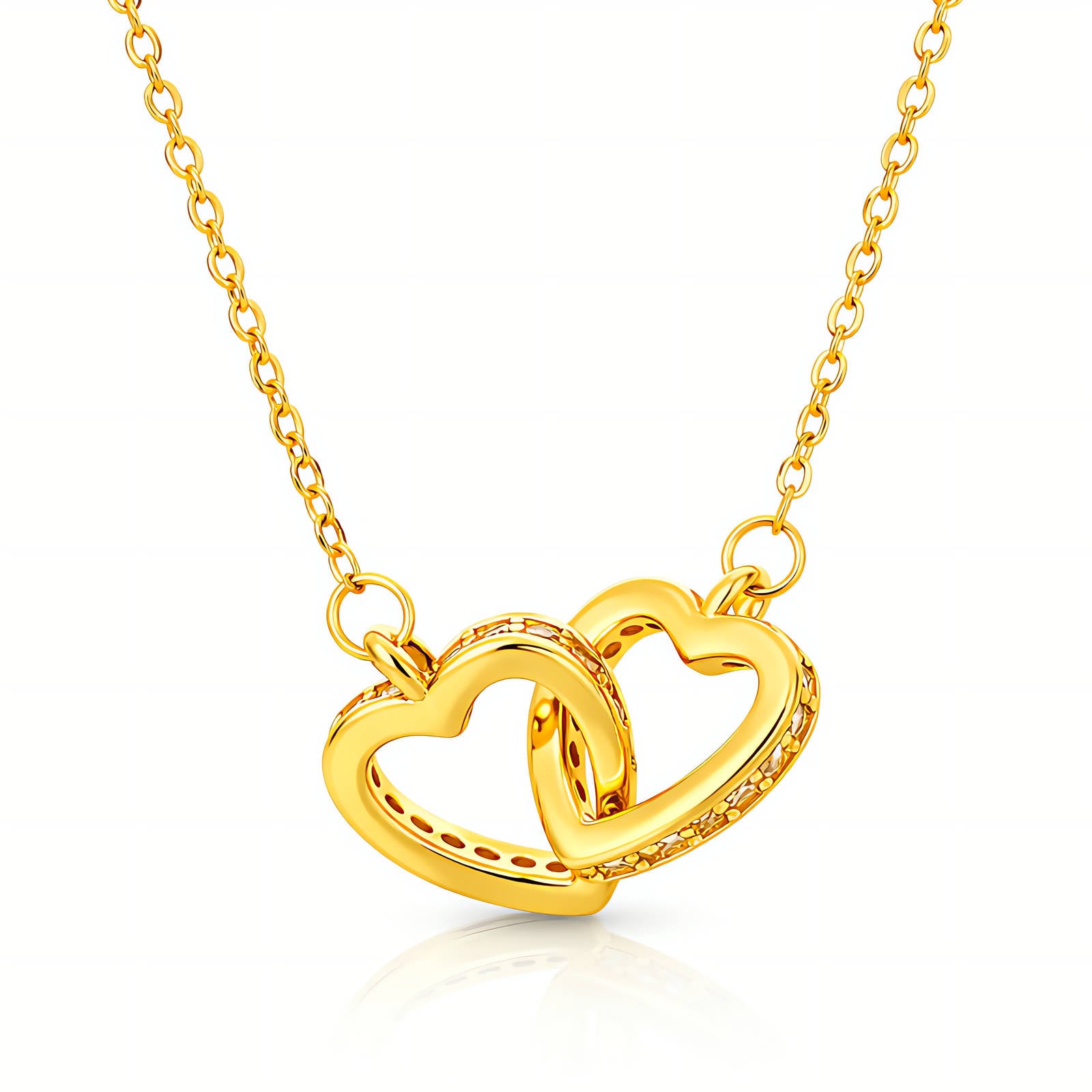 Hearts Necklace, 18K Gold Plated Steel