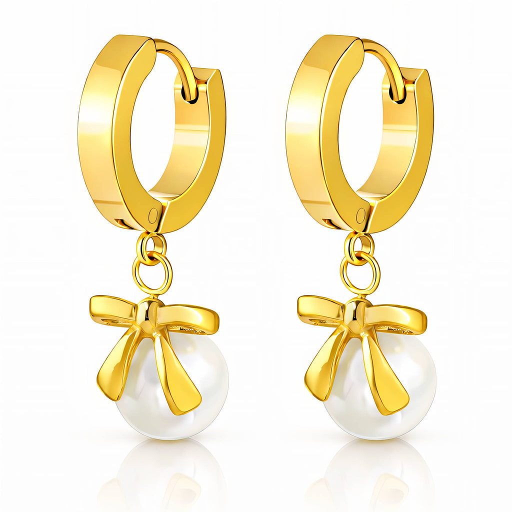Earrings, 18K Gold Plated Steel