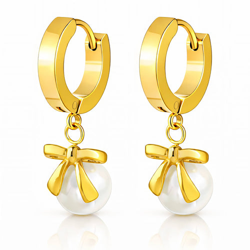 Gold Pearl Earrings - waterproof tarnish-free hypoallergenic earrings by VYRA