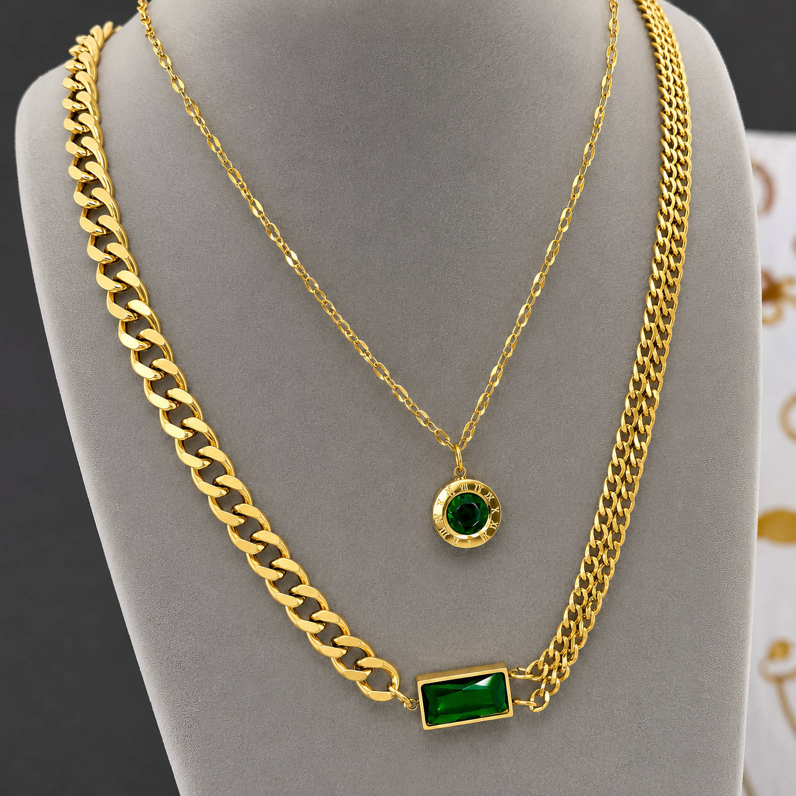 Necklace, 18K Gold Plated Steel