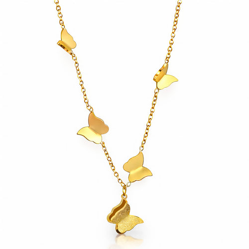 Gold Butterflies Necklace - waterproof tarnish-free hypoallergenic necklace by VYRA