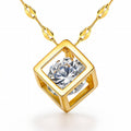 Geometric Gold Cube Floating Diamond Necklace