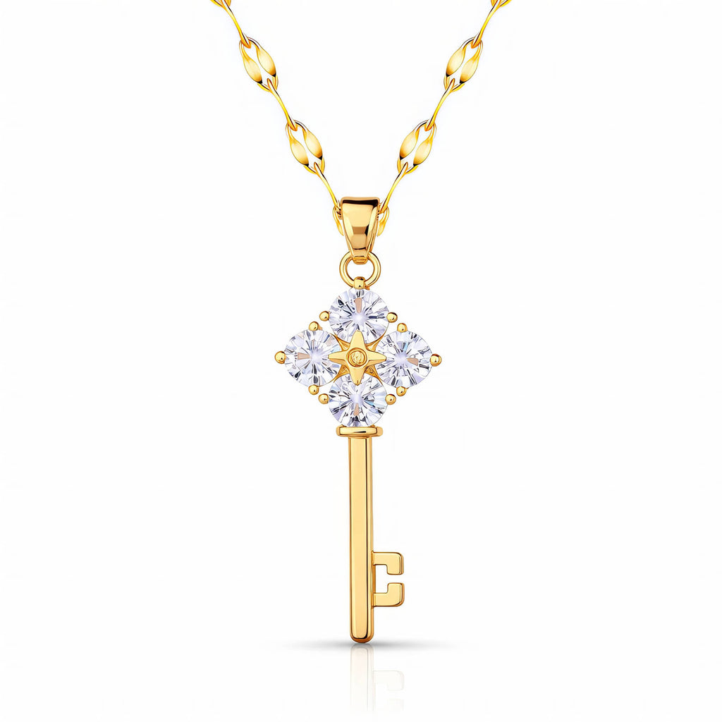 Key Necklace, 18K Gold Plated Steel