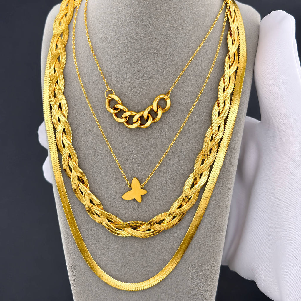 Necklace, 18K Gold Plated Steel
