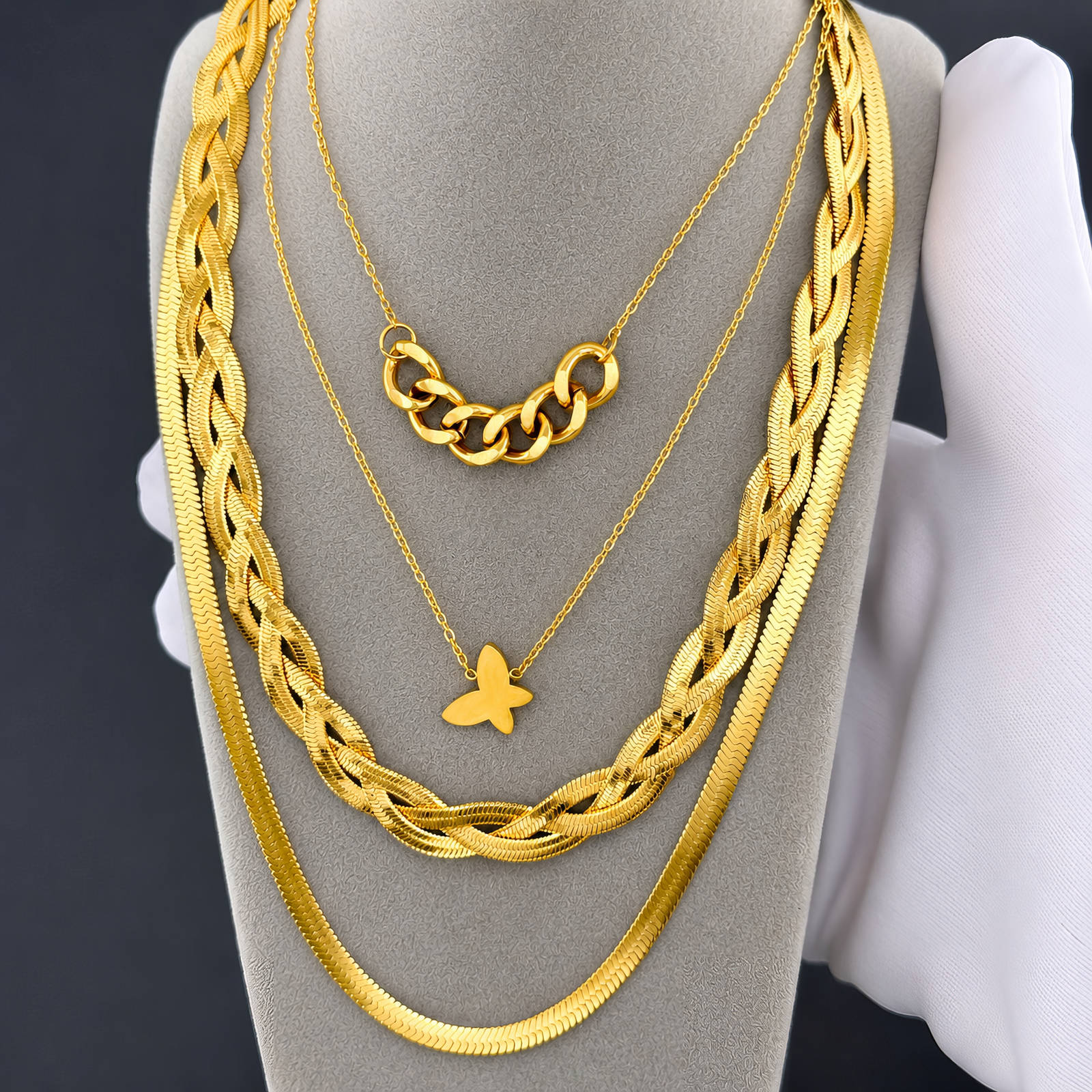 Necklace, 18K Gold Plated Steel