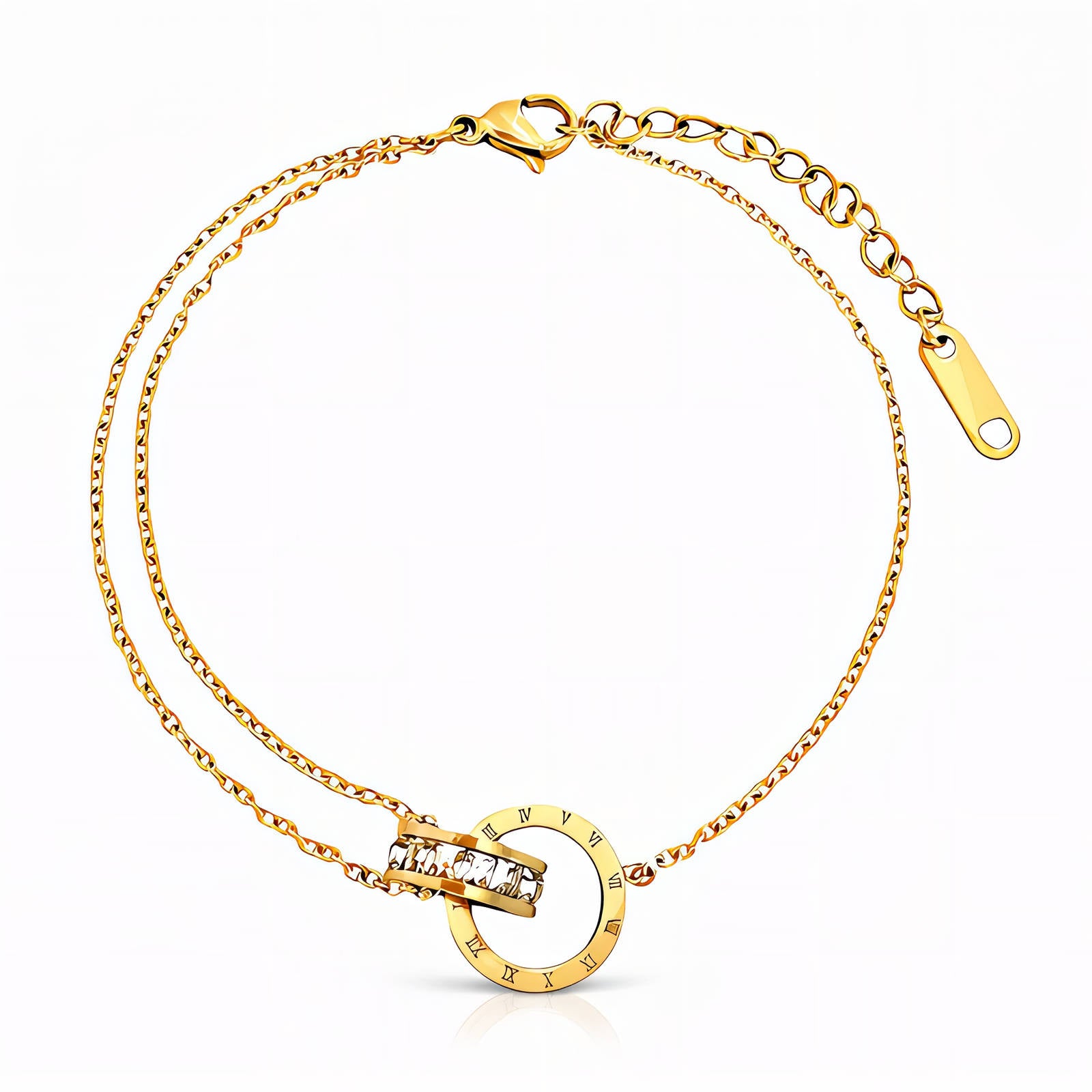 Double-Layer Gold Roman Numeral Anklet