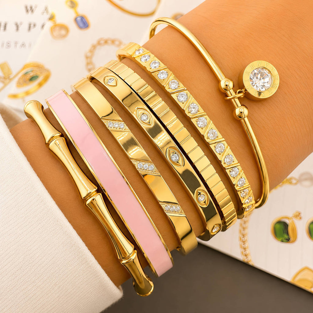 Bracelet, 18K Gold Plated Steel