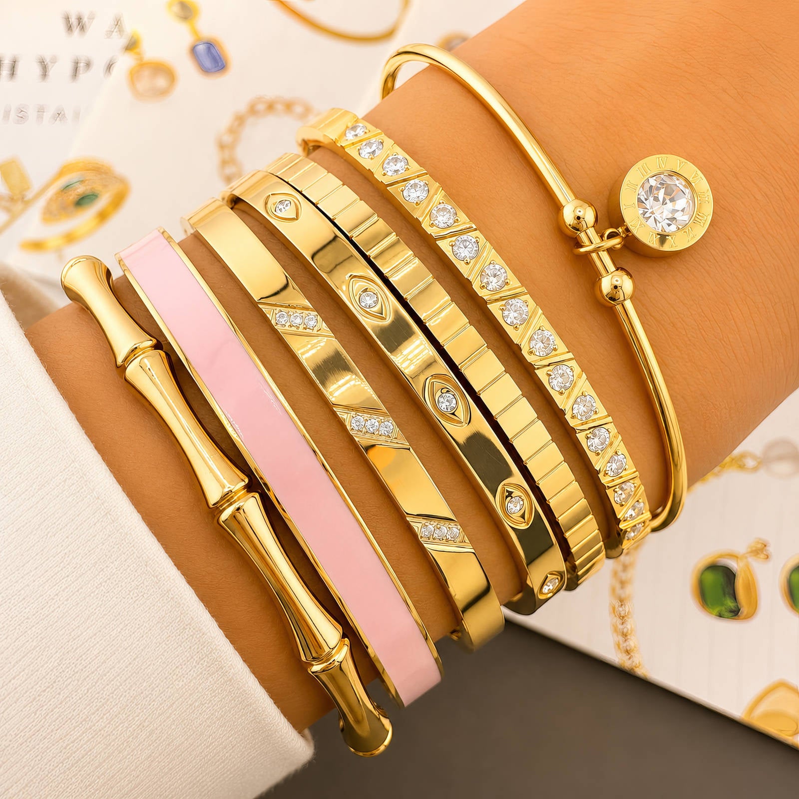 Bracelet, 18K Gold Plated Steel