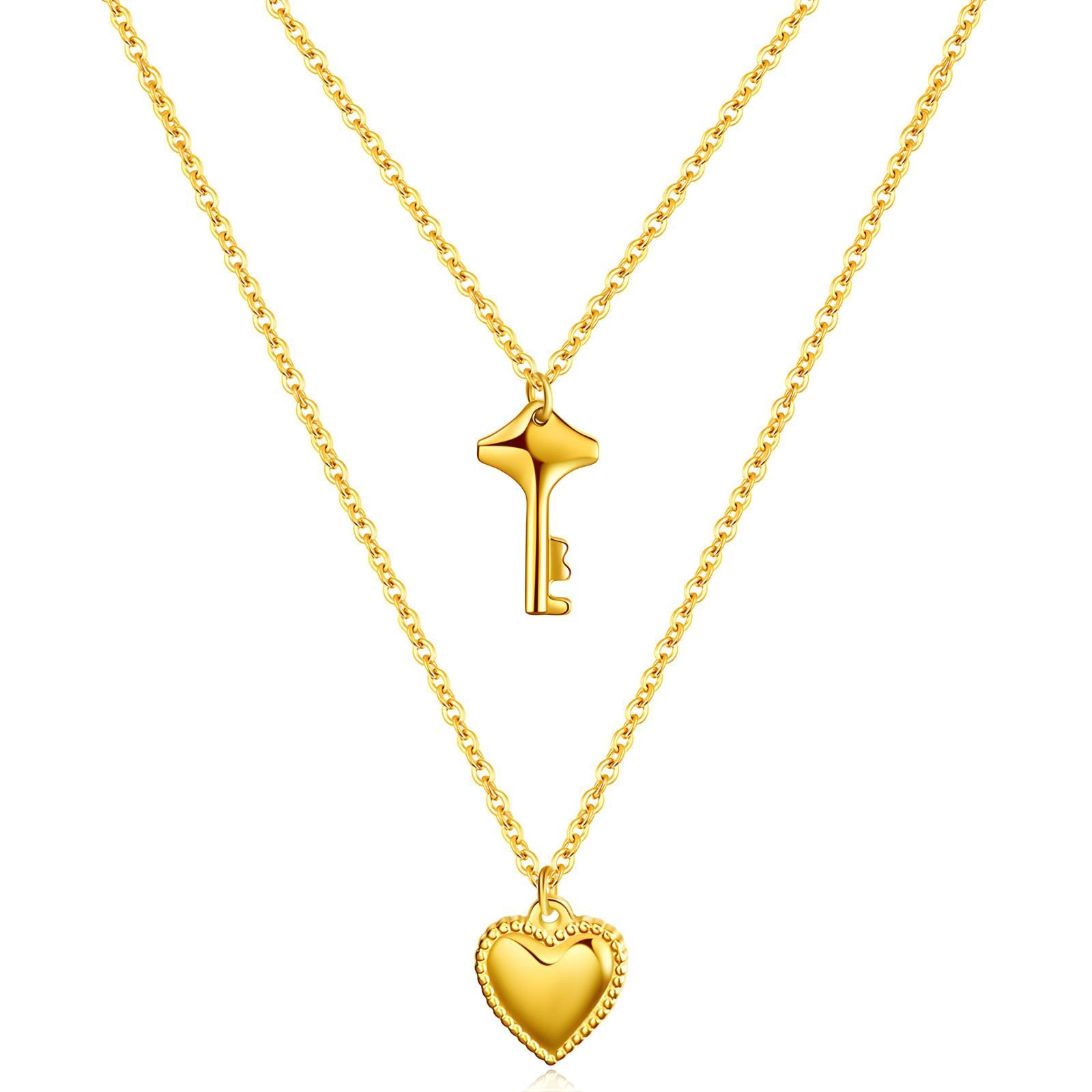 Gold Heart and Key Necklace - waterproof tarnish-free hypoallergenic necklace by VYRA