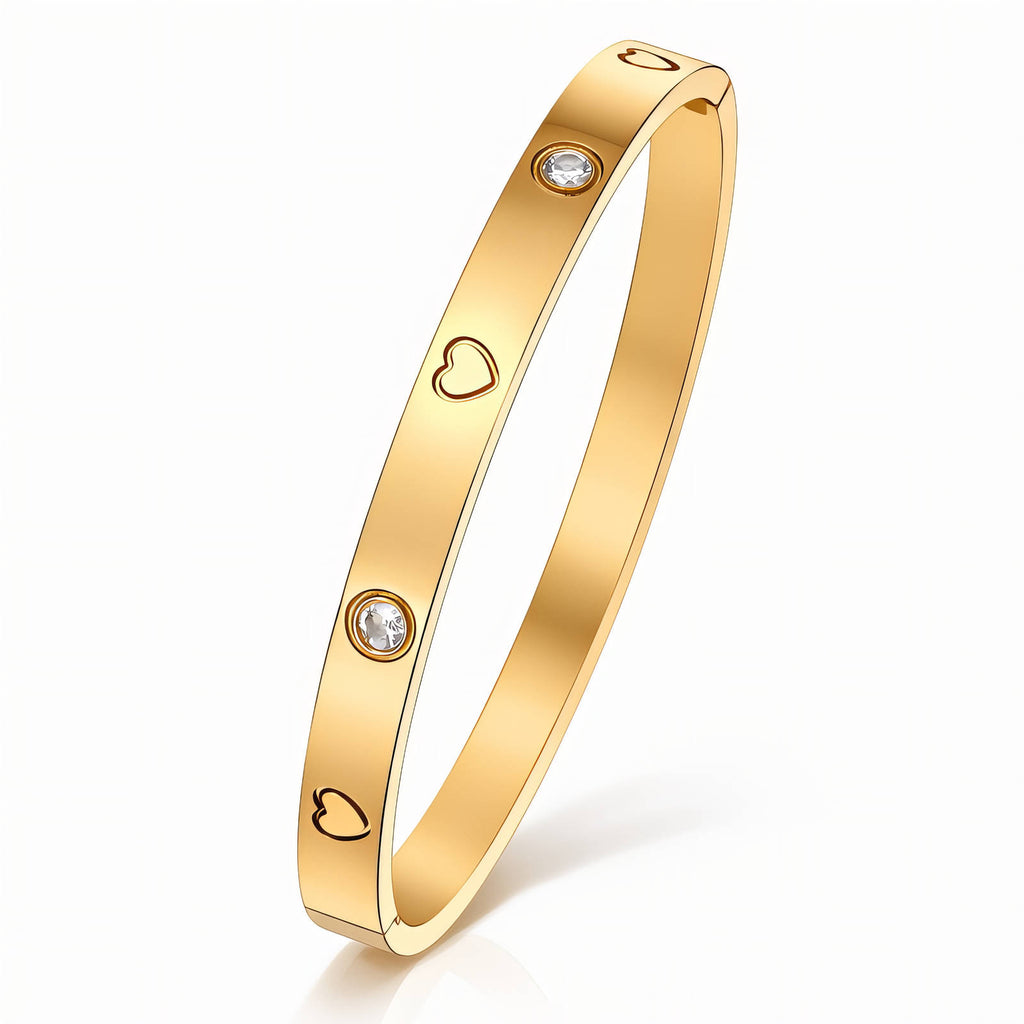 Hearts Bracelet, 18K Gold Plated Steel