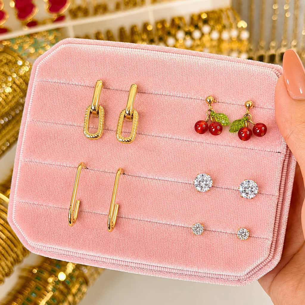 Earrings, 18K Gold Plated Steel