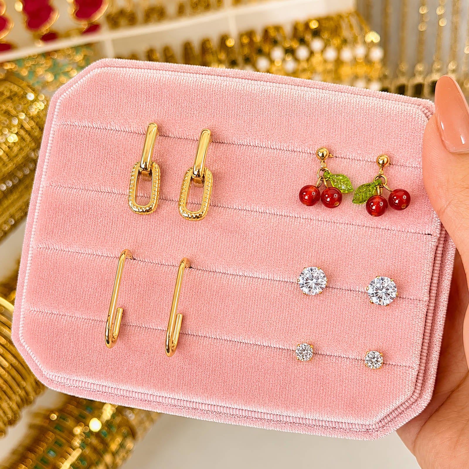Earrings, 18K Gold Plated Steel