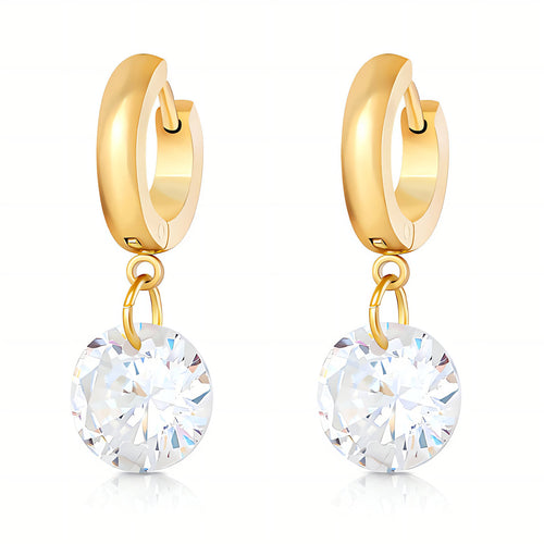 Gold Cubic Zirconia Earrings 2.5 Х - waterproof tarnish-free hypoallergenic earrings by VYRA