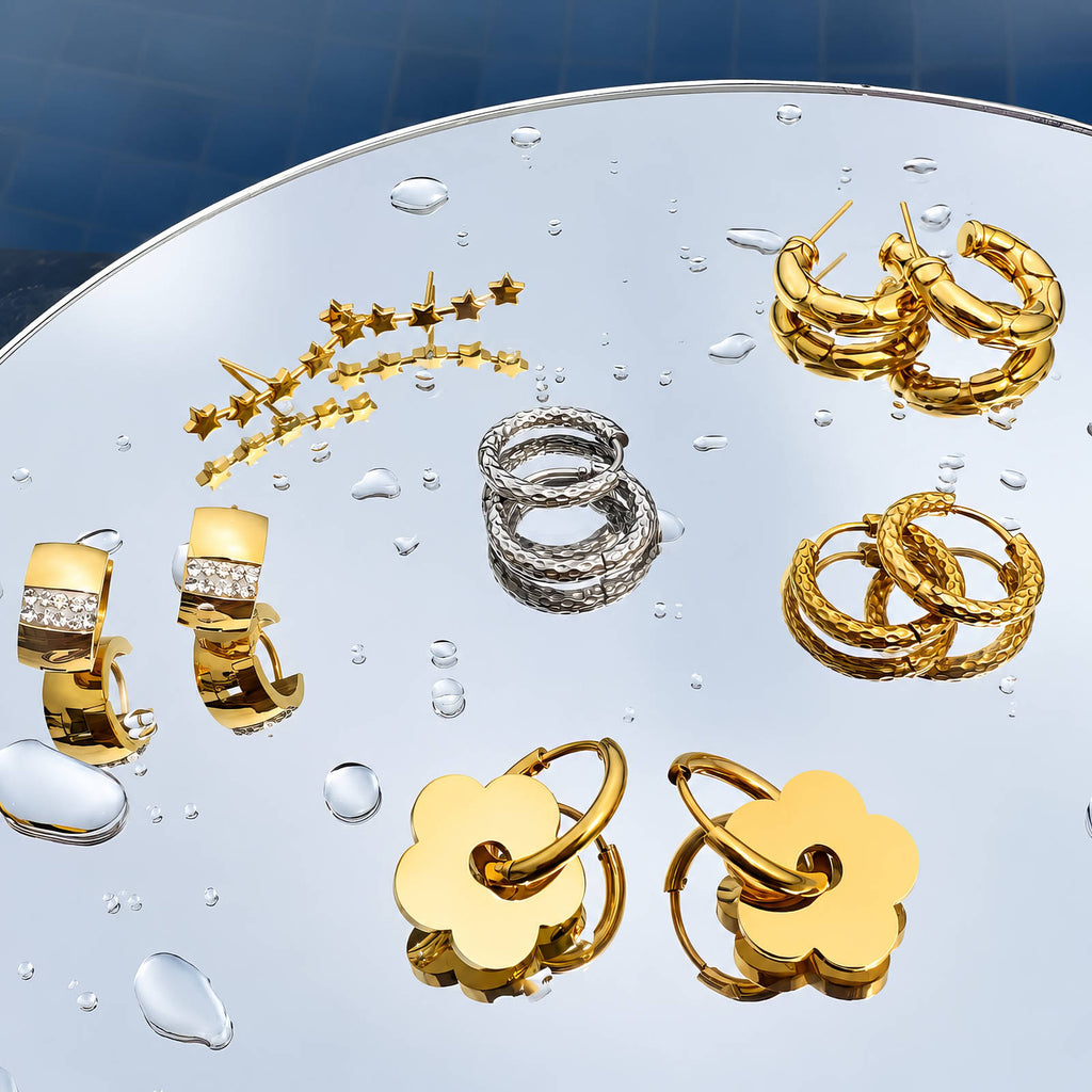 VYRA Waterproof Gold Hoop Earrings - tarnish-free hypoallergenic jewellery NZ AU