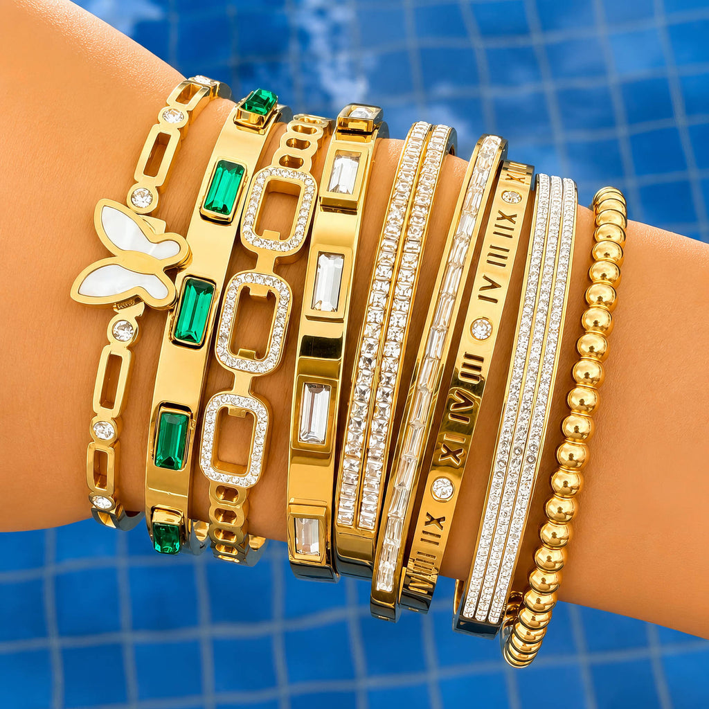 Bracelet, 18K Gold Plated Steel