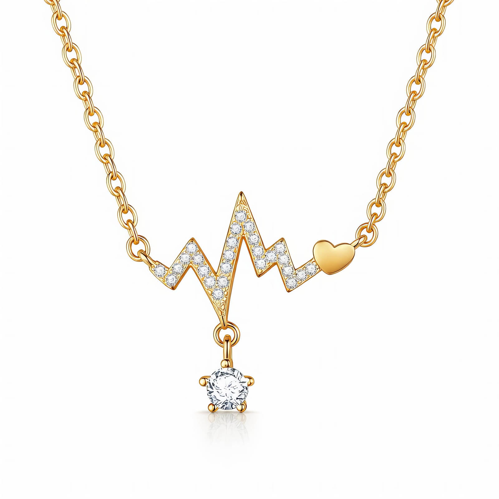Heart Necklace, 18K Gold Plated Steel