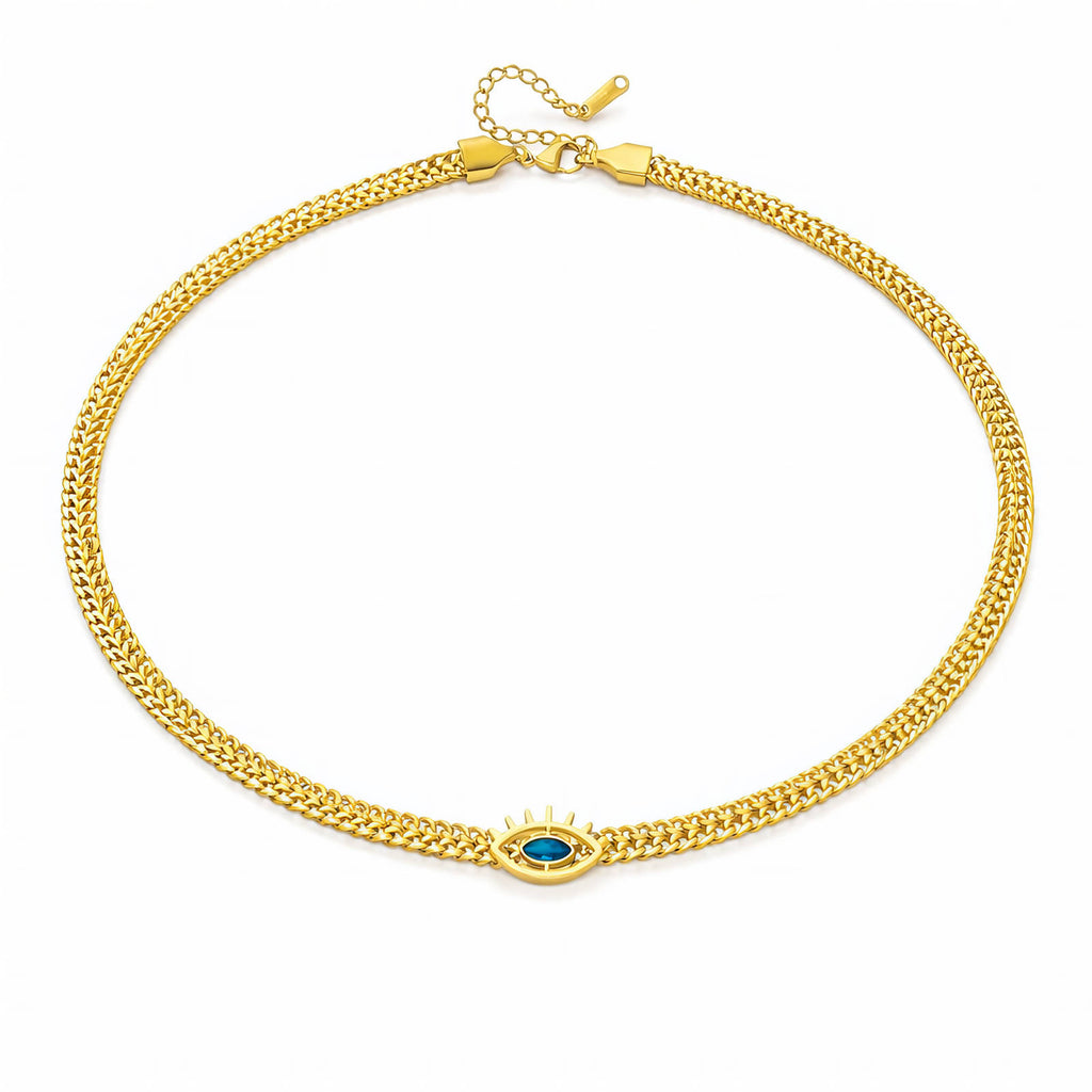 VYRA Waterproof Gold Evil Eye Necklace - tarnish-free hypoallergenic jewellery NZ AU