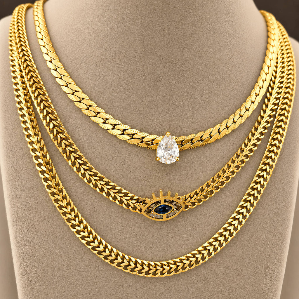 VYRA Waterproof Gold Evil Eye Necklace - tarnish-free hypoallergenic jewellery NZ AU