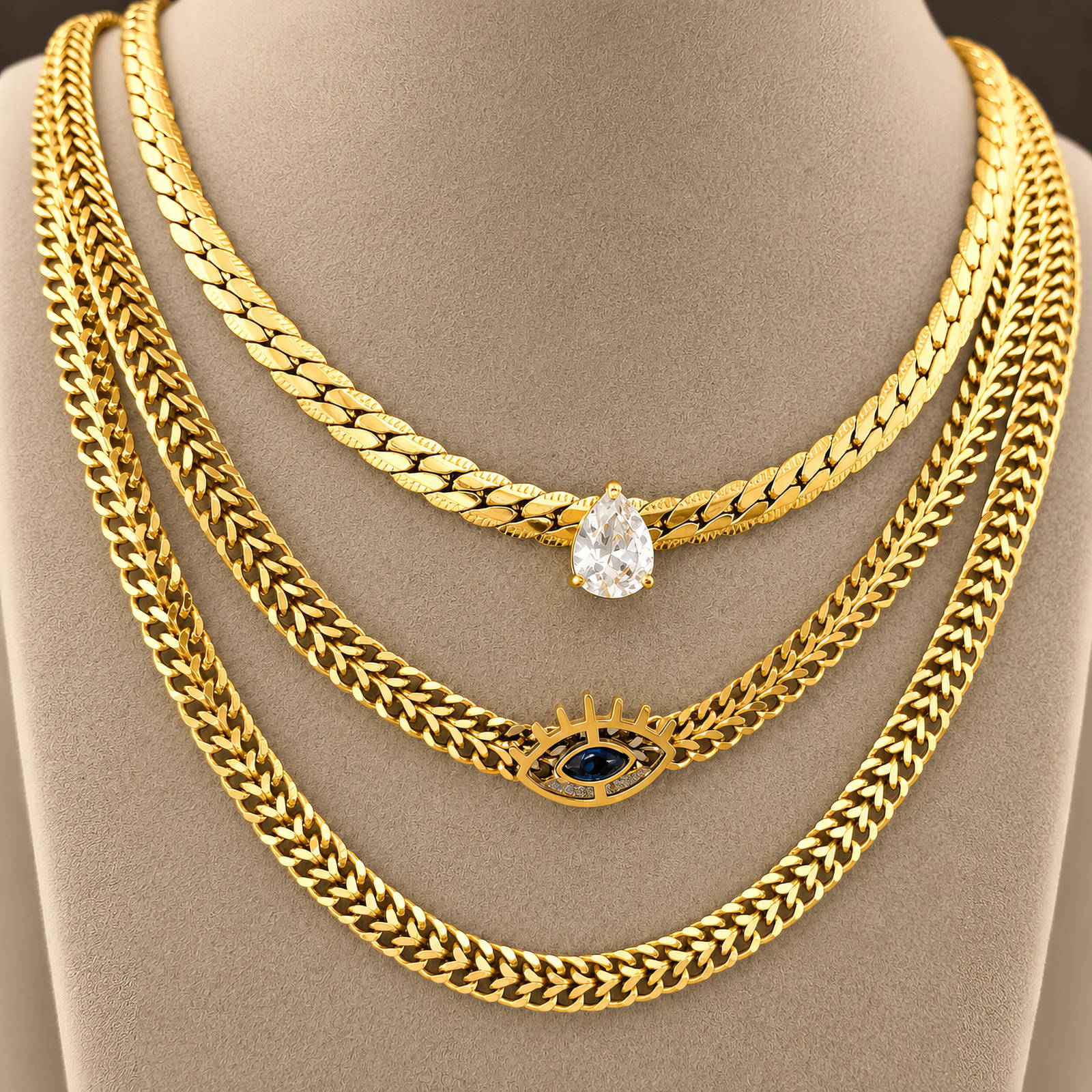 VYRA Waterproof Gold Evil Eye Necklace - tarnish-free hypoallergenic jewellery NZ AU