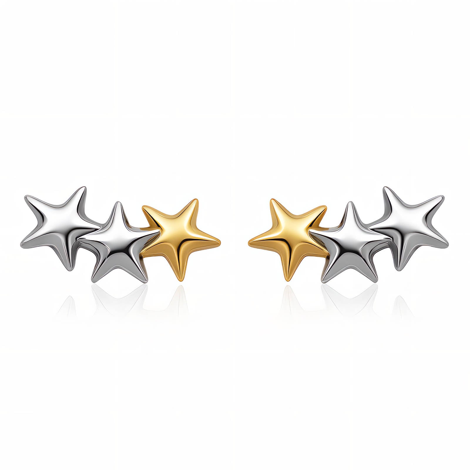 Stars Earrings, 18K Gold Plated Steel