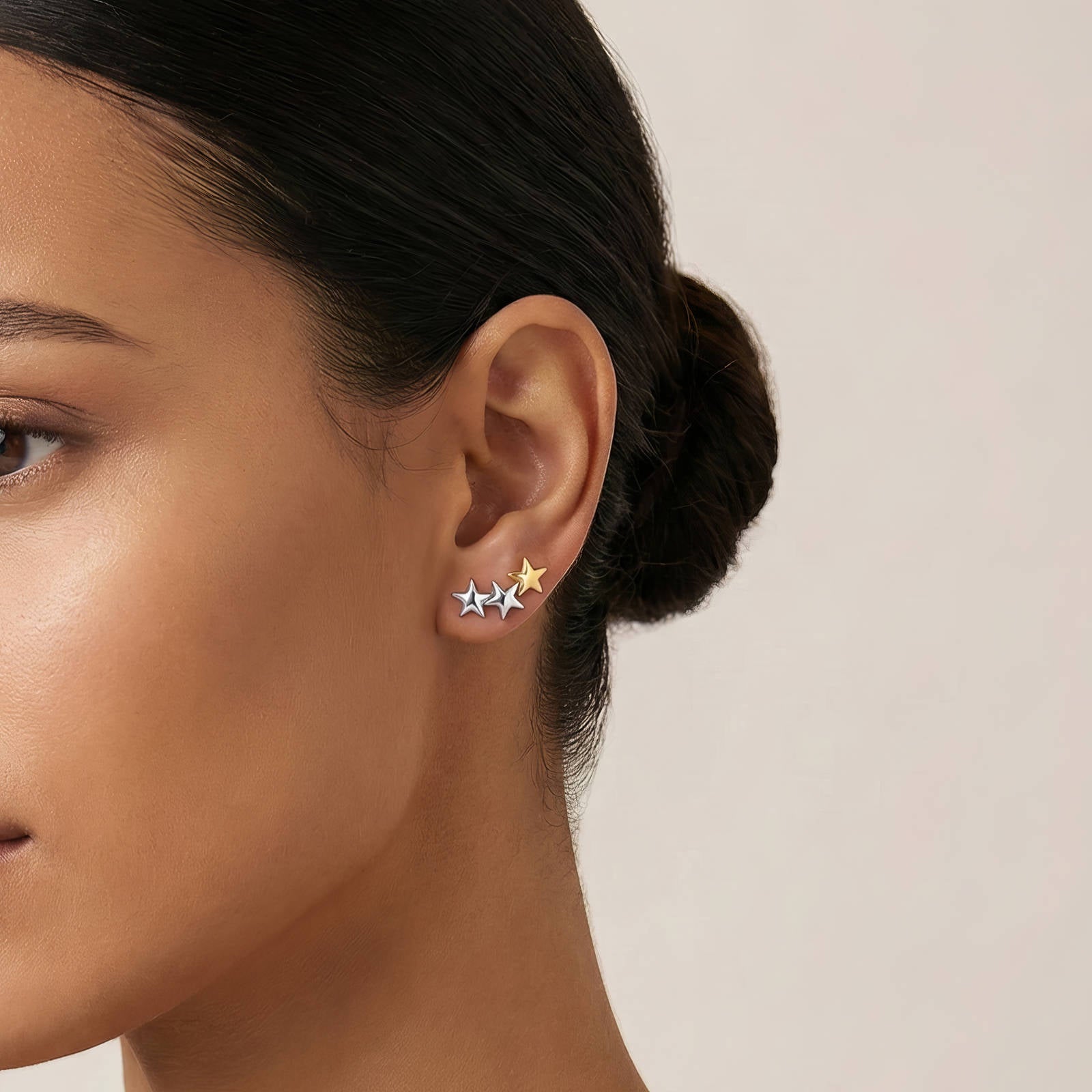 Stars Earrings, 18K Gold Plated Steel