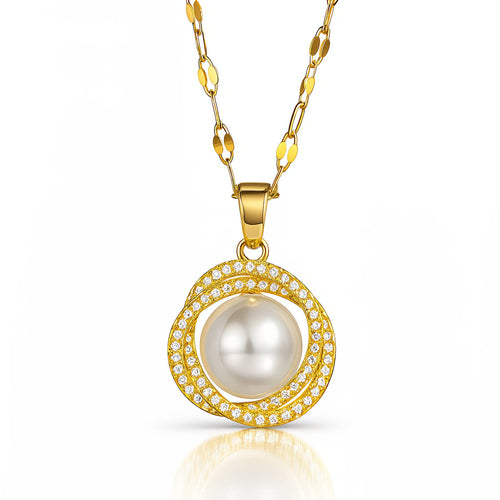 Cleo Interlocking Pearl Waterproof Gold Necklace for Women by VYRA Jewellery - waterproof tarnish-resistant gold necklace