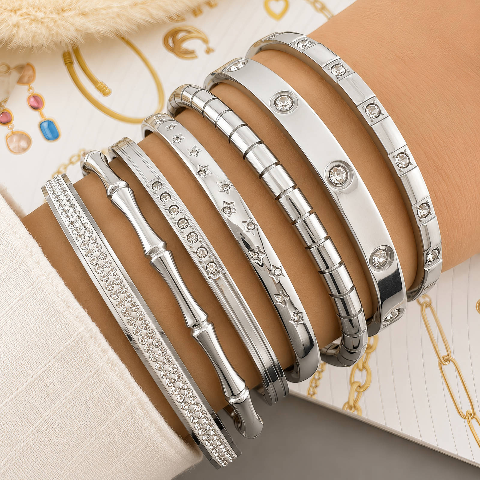 Celeste Stainless Steel Bangle Bracelet