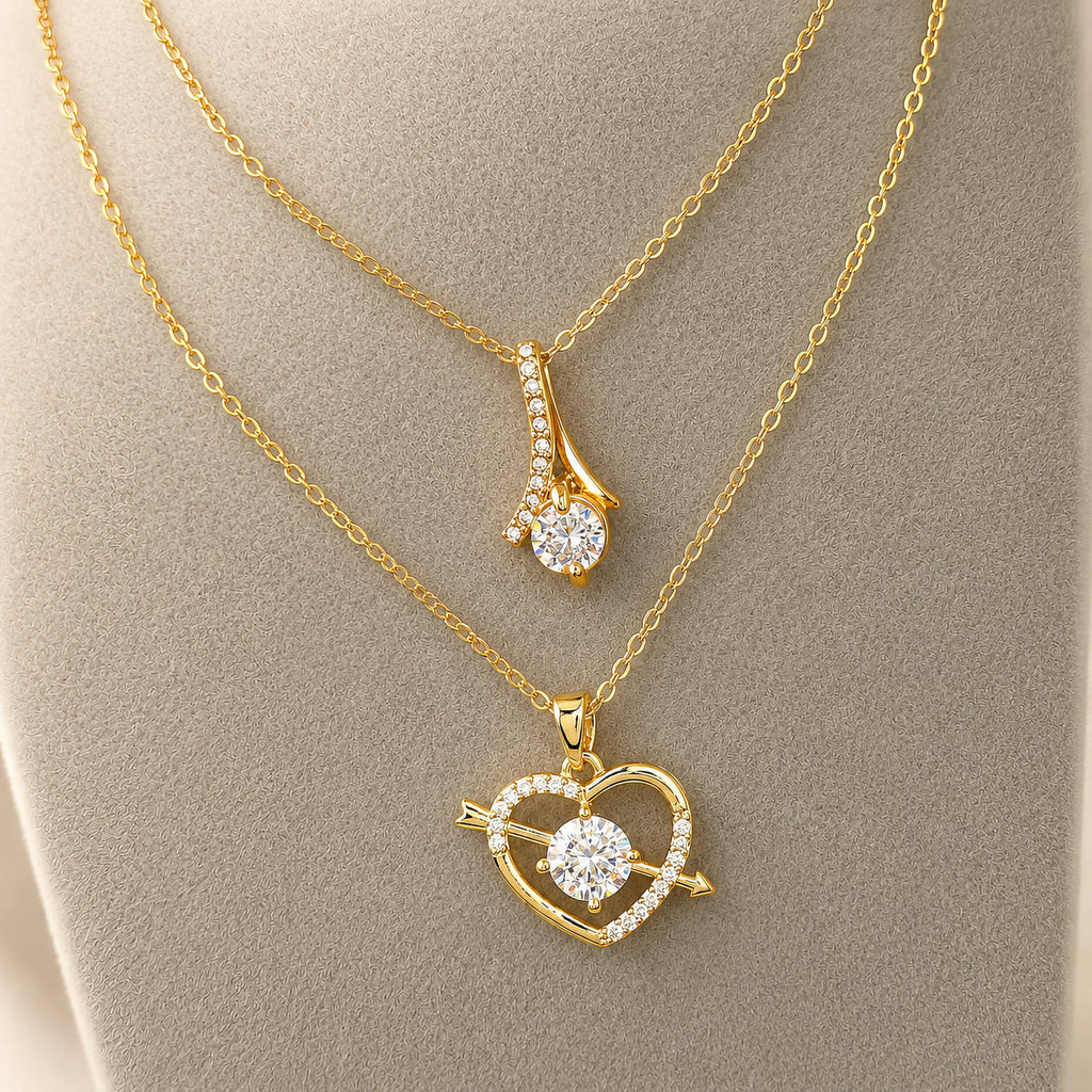 Heart Necklace, 18K Gold Plated Steel