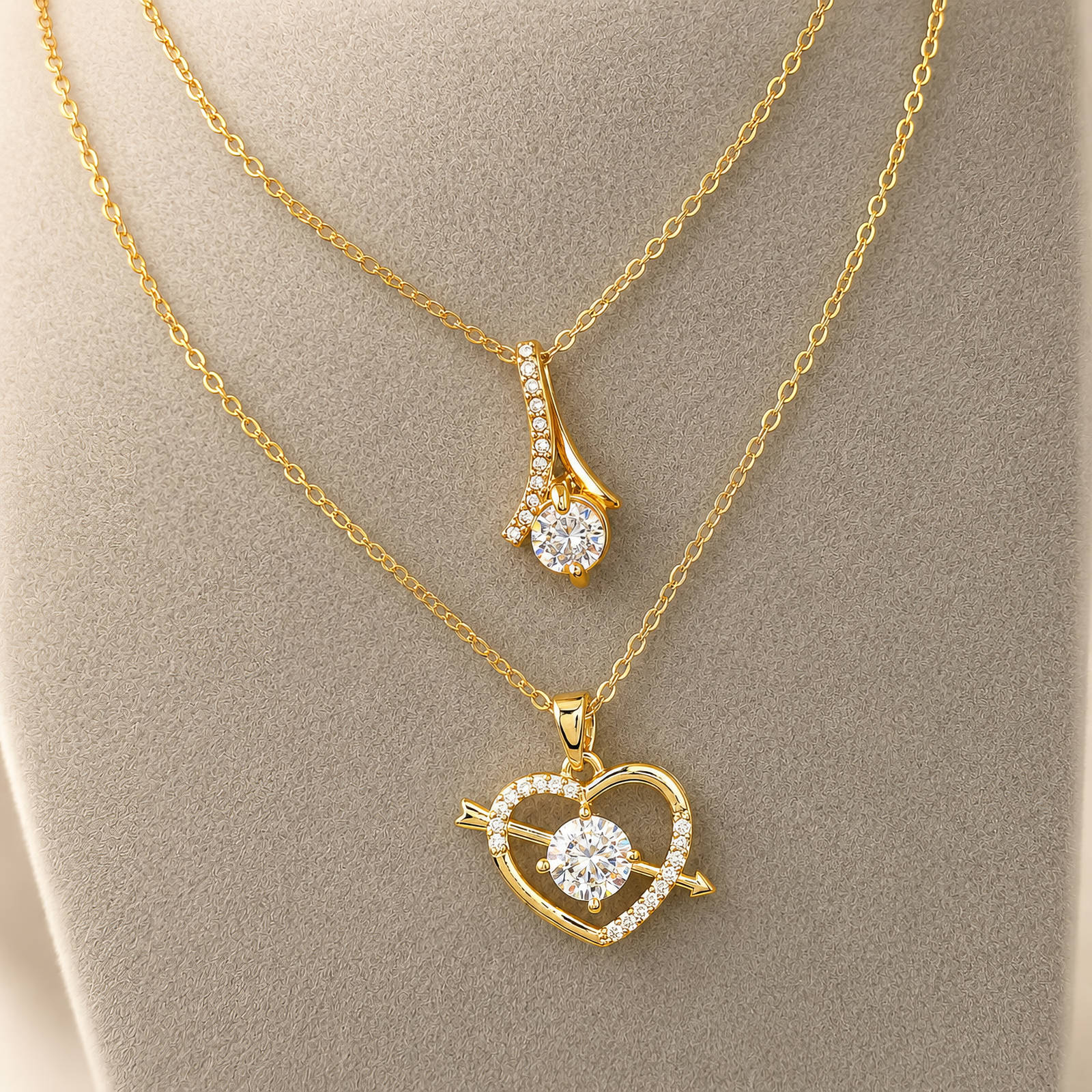 Heart Necklace, 18K Gold Plated Steel