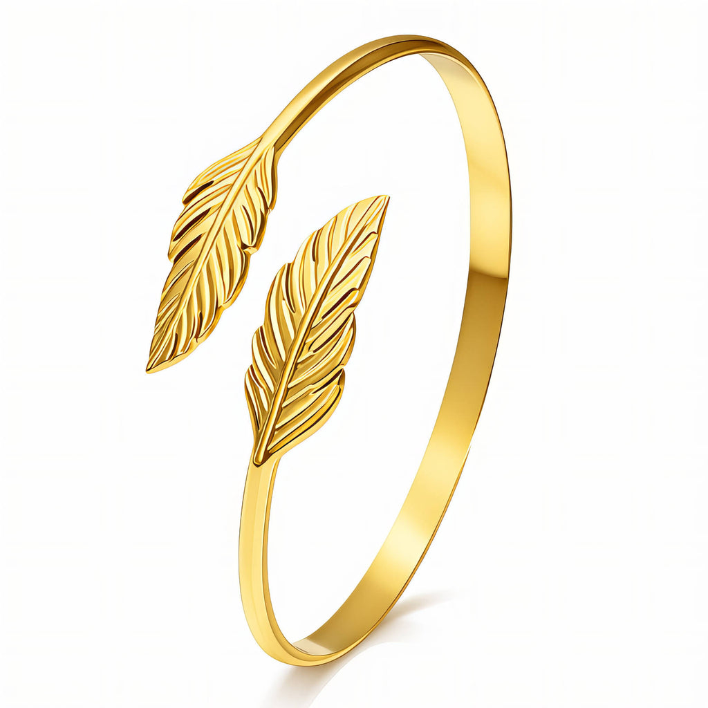 Leaves Bracelet, 18K Gold Plated Steel